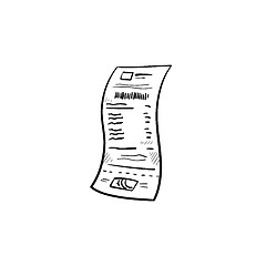 Image showing Receipt hand drawn outline doodle icon.