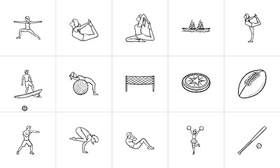 Image showing Sport hand drawn outline doodle icon set.