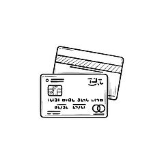 Image showing Credit cards hand drawn outline doodle icon.