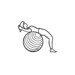 Image showing Woman doing pilates exercises hand drawn outline doodle icon.