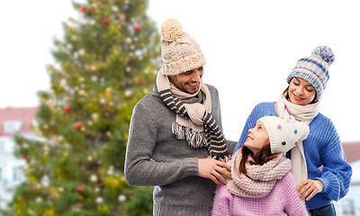 Image showing happy family over christmas tree in tallinn