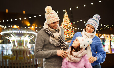 Image showing happy family over christmas market in tallinn