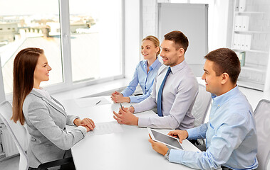 Image showing recruiters having job interview with employee