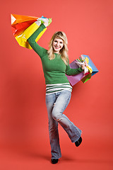 Image showing Shopping caucasian girl
