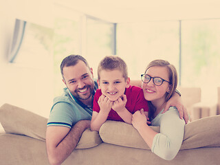 Image showing family with little boy enjoys in the modern living room