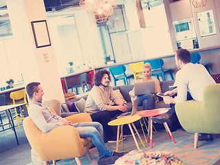 Image showing Startup Business Team At A Meeting at modern office building