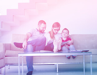 Image showing family with little boy enjoys in the modern living room