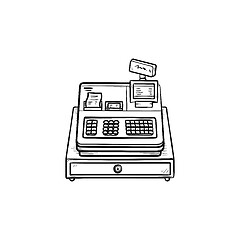 Image showing Cash register hand drawn outline doodle icon.