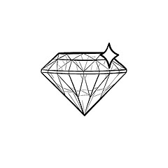 Image showing Diamond hand drawn outline doodle icon.