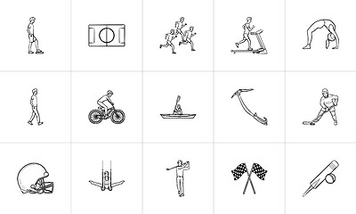 Image showing Sports hand drawn outline doodle icon set.