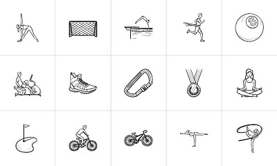 Image showing Sports hand drawn outline doodle icon set.