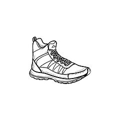 Image showing Hiking boot hand drawn outline doodle icon.