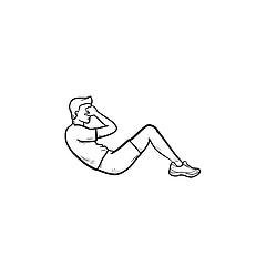 Image showing Crunches sport exercise hand drawn outline doodle icon.