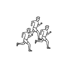 Image showing Tree men running hand drawn outline doodle icon.