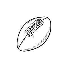 Image showing Rugby ball hand drawn outline doodle icon.