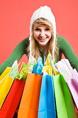 Image showing Shopping caucasian girl