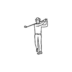 Image showing Golf player hand drawn outline doodle icon.