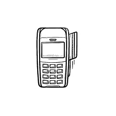 Image showing POS terminal hand drawn outline doodle icon.