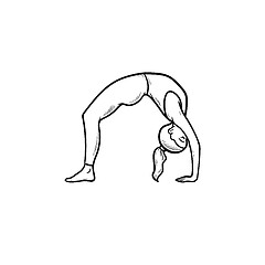 Image showing Woman in yoga bridge pose hand drawn outline doodle icon.