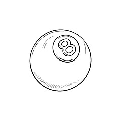 Image showing Pool eight ball hand drawn outline doodle icon.