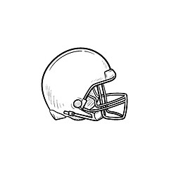 Image showing Hockey helmet hand drawn outline doodle icon.