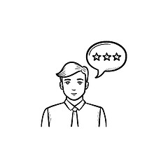 Image showing Customer speaking hand drawn outline doodle icon.