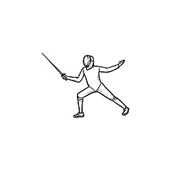 Image showing Fencing hand drawn outline doodle icon.