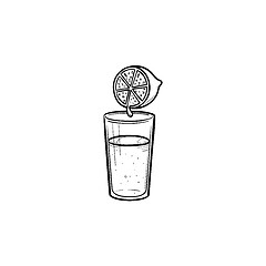 Image showing Glass of juice hand drawn outline doodle icon.