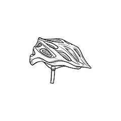 Image showing Bicycle helmet hand drawn outline doodle icon.