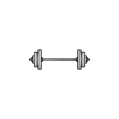 Image showing Barbell hand drawn outline doodle icon.