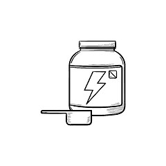 Image showing Sport nutrition container hand drawn outline doodle icon.