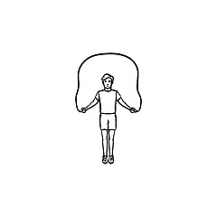 Image showing Sportsman skipping hand drawn outline doodle icon.