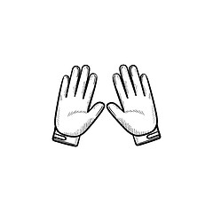 Image showing Motorcycle gloves hand drawn outline doodle icon.