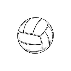 Image showing Volleyball ball hand drawn outline doodle icon.