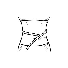 Image showing Waist with measuring tape hand drawn outline doodle icon.