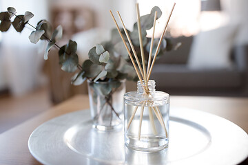 Image showing aroma reed diffuser and branches of eucalyptus