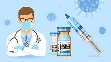 Image showing Doctor Vaccine Covid-19 and Syringe Injection