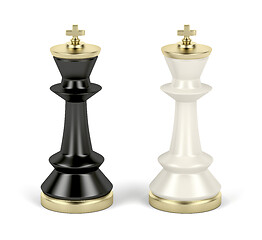 Image showing Front view of black and white chess kings