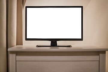 Image showing TV in a linving room, blank screen
