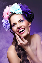 Image showing beautiful girl with purple makeup