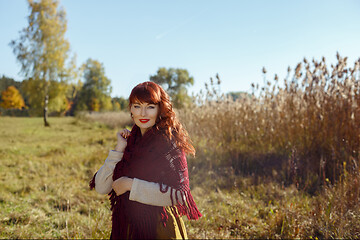 Image showing Beautiful girl outdoors in countryside