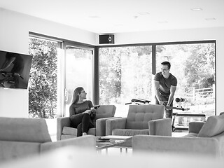 Image showing couple relaxing at  home