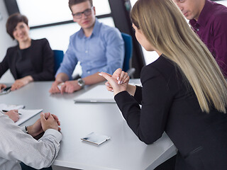 Image showing Business Team At A Meeting at modern office building