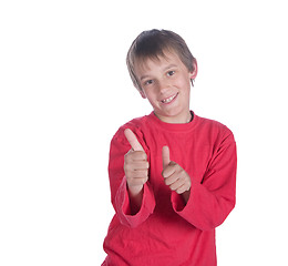 Image showing boy thumbs up