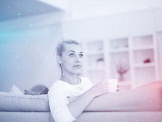 Image showing woman enjoying a cup of coffee