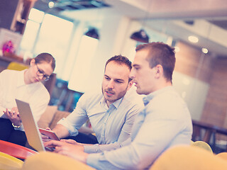 Image showing Startup Business Team At A Meeting at modern office building