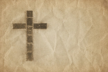 Image showing christian cross on parchment