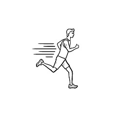 Image showing Running man hand drawn outline doodle icon.