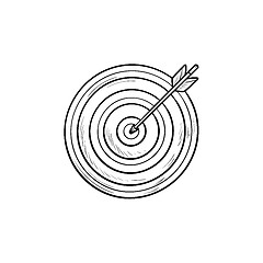 Image showing Target with arrow hand drawn outline doodle icon.