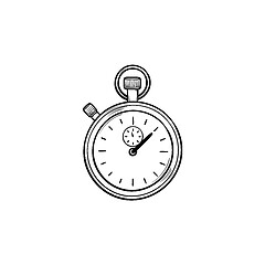 Image showing Stopwatch hand drawn outline doodle icon.
